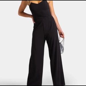 Mi Ami Black Jumpsuit with Lace Details